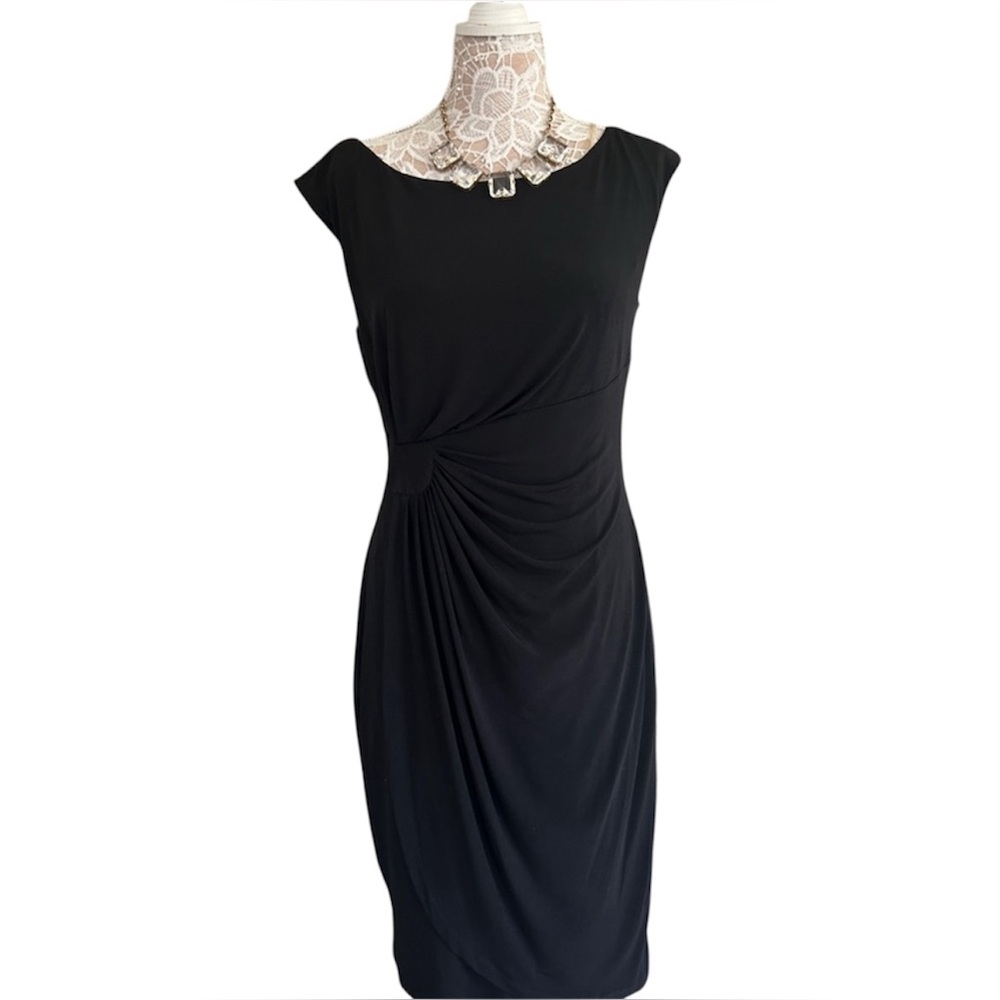 Connected Apparel Black Midi Dress